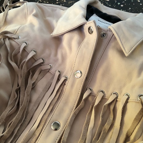 Understated Leather Mustang Jacket Marshmellow Leather Beige Fringe - Picture 10 of 13